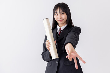 卒業式　女子高生　サクラサク
