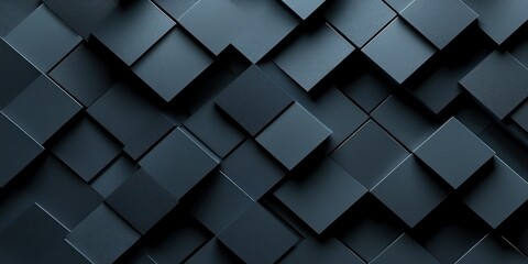 A black and white abstract geometric pattern with a grid of black cubes.