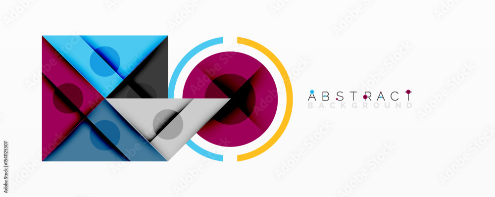 Poster Modern abstract design. Overlapping shapes, vibrant colors, geometric patterns create dynamic composition. Clean lines, stylish presentation.
