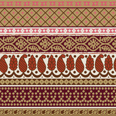 a set of decorative patterns in brown and pink