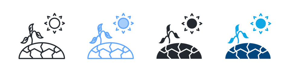 Obraz premium Drought Icon Set Multiple Style. Design In Outline, Blue, Glyph, Dual Tone