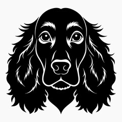 Cocker Spaniel head silhouette vector black on white background