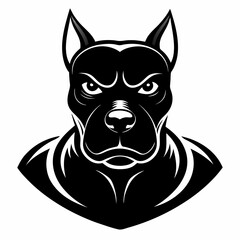 Boxer head silhouette vector black on white background