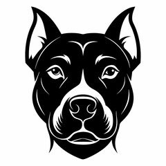 Pit Bull head silhouette vector black on white background