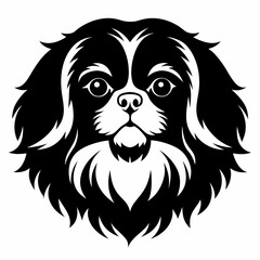 Pekingese head silhouette vector black on white background