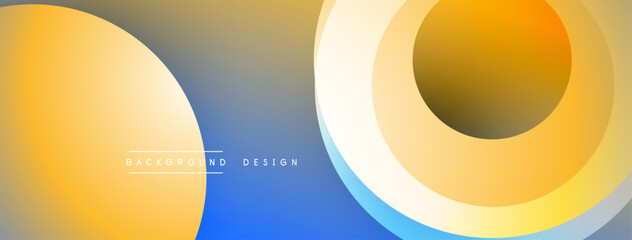 Abstract colorful background. Overlapping circles create dynamic visual effect. Gradient hues blend smoothly, offering modern aesthetic.