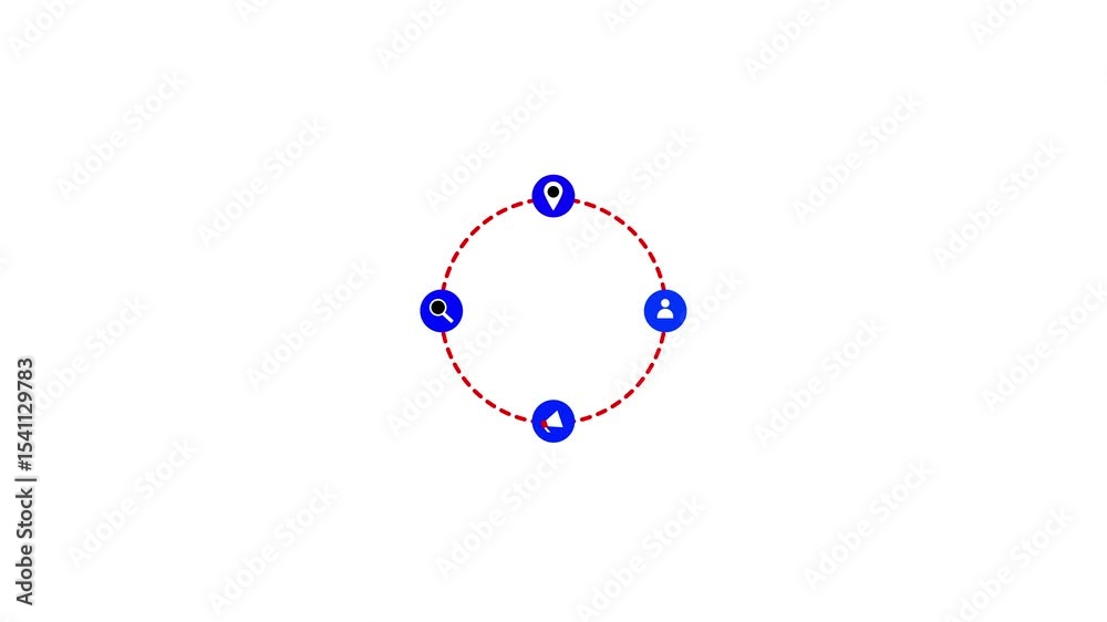 Poster document paper icon inside a circle represents files and reports. animated circular process diagram 
