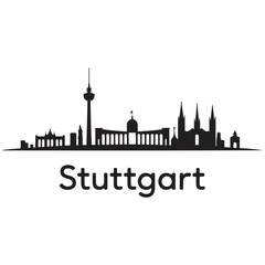 Fototapeta premium Stuttgart city skyline horizontal banner. Stuttgart city, Germany. Vector template for your design.Vector black silhouette. with white background