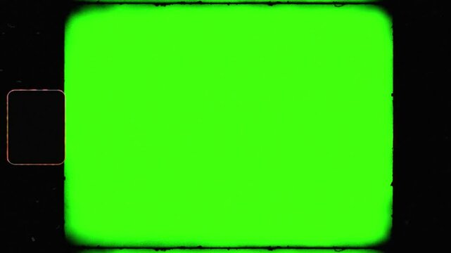 Analog Green Screen Film Overlay &ndash; Authentic Reel Flicker, Texture Grain and Dust Artifacts, Green Key Overlay for Keying
