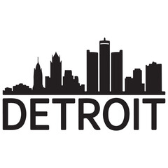 Fototapeta premium Detroit, USA skyline and landmarks. Vector black silhouette. with white background