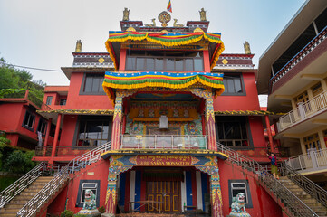 Darjeeling ,West Bengal, India - 20.08.2023 : Beautiful view of exterior of Ghum Monsastery. Image taken with permission. Peaceful, calm and religious respected environment outside Buddist Monastery.