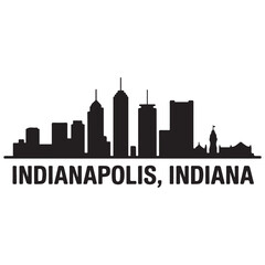 Fototapeta premium Indianapolis skyline horizontal banner. Indianapolis, Indiana. Vector template for your design. Vector black silhouette. with white background