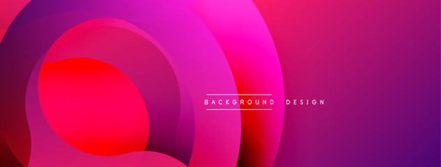 Abstract vibrant background. Circular shapes blend pink, purple, red hues. Modern design creates dynamic visual effect.