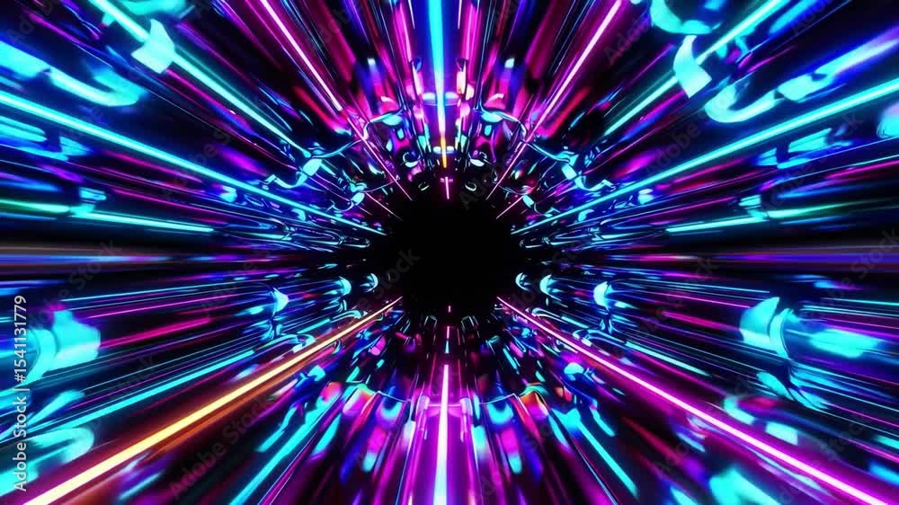 Aufkleber neon tunnel odyssey abstract vibrant glowing futuristic energy dynamic colorful immersive digital jo