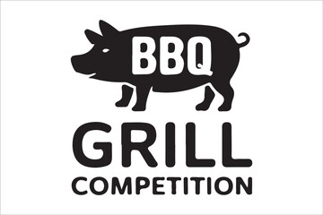 Obraz premium BBQ Grill and Food Silhouette Set – Summer Barbecue Vector Icons.