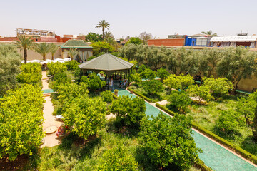 Scenic views of Le Jardin Secret as tourists visit the garden in Marrakech, west Morocco 