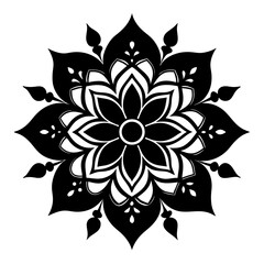 Fototapeta premium Snowflake-Like Floral Mandala with Angular Petals and Lattice Details