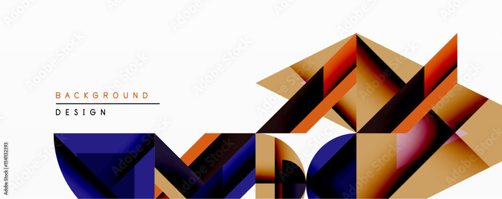 Aufkleber Abstract geometric pattern. Bold shapes overlap creating dynamic visual effect. Warm colors contrast cool tones. Modern design element for backgrounds, presentations.