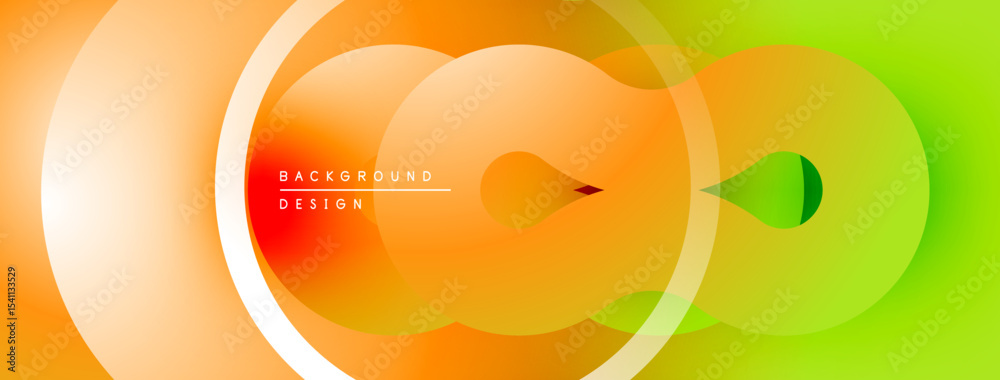 Poster Abstract colorful design. Overlapping circles create dynamic gradient effect. Modern background for presentations, websites.