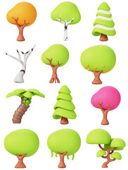 3D Stylized Tree Icon Pack – Seasonal, Decorative, and Fantasy Plants