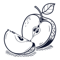 silhouette apple on white background