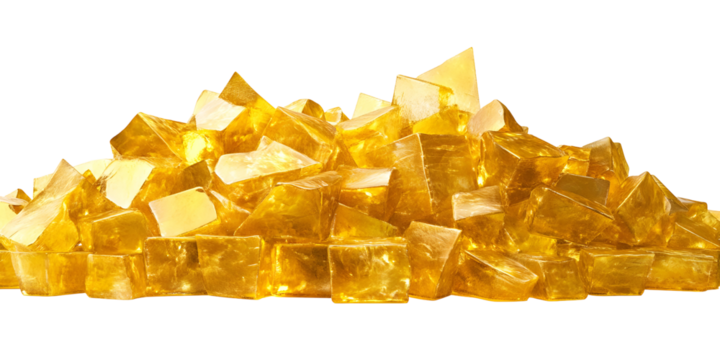 Pile of Shiny Golden Cubes on a Black Background: Abstract Wealth Concept