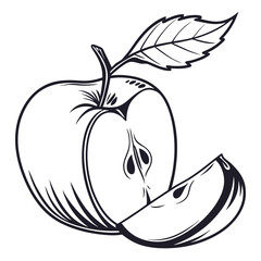 silhouette apple on white background