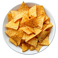 Golden Nachos: A Crispy and Flavorful Pile of Tortilla Chips on White Plate