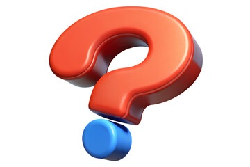 Three dimensional red question mark symbol isolated against a contrasting black background.