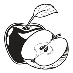 silhouette apple on white background