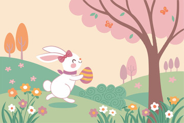 Fototapeta premium Shimmering Spring: Happy Easter Bunny Wonderland