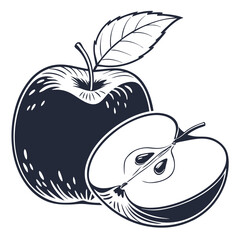 silhouette apple on white background