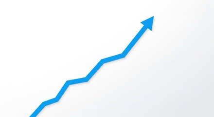 A blue arrow pointing upwards on a white background indicating growth and positive trend analysis data