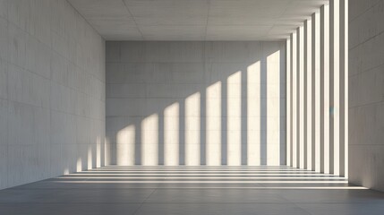 Obraz premium Minimalist Concrete Interior with Natural Light and Shadow Play in a Modern Architectural Space