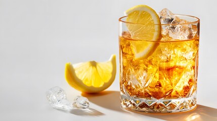 Iced Tea in Crystal Glass with Lemon