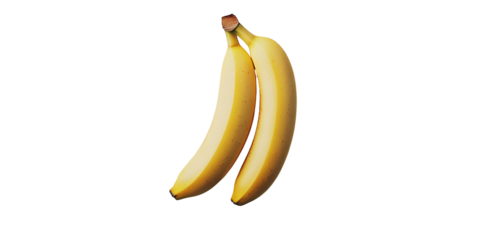 Two ripe bananas isolated on black background with studio lighting technique