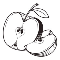  silhouette apple on white background