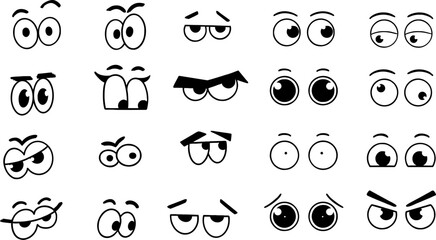 Vector Cartoon Eye Expressions Set Illustration
