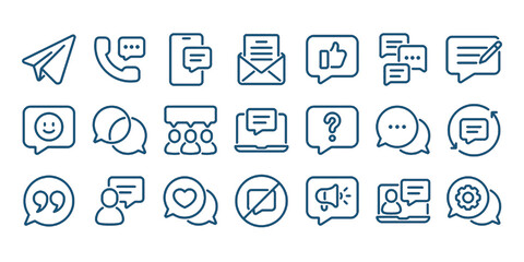 Message, talk, chat, speech bubble, sms, dialogue editable stroke outline icon isolated on white background flat vector illustration.