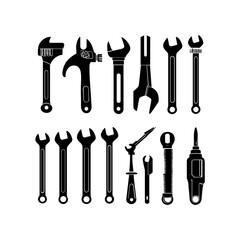 Mechanic tools silhouette vector