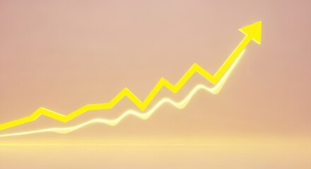 An upward trend line with an arrow indicating growth on a gradient peach colored background space