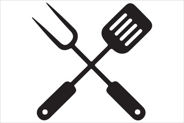 Fototapeta premium BBQ Grill and Food Silhouette Set – Summer Barbecue Vector Icons.