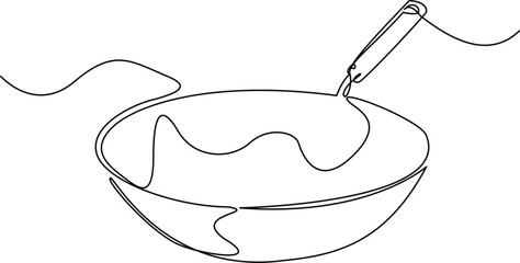 Pan kitchen continuous line. Continuous one line drawing pan kitchen. Kitchen, equipment concept. Single line drawing, Vector Illustration