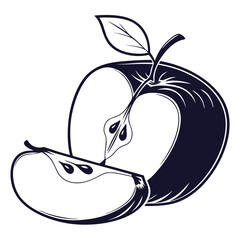  silhouette apple on white background