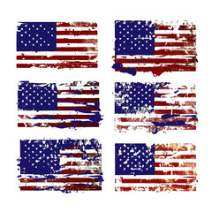 Set of abstract Grunge American flag. distressed USA flag. Vintage American flag