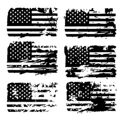 Set of abstract Grunge American flag. distressed USA flag. Vintage American flag