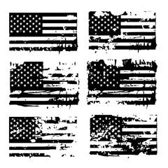 Set of abstract Grunge American flag. distressed USA flag. Vintage American flag