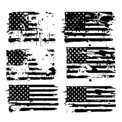Set of abstract Grunge American flag. distressed USA flag. Vintage American flag