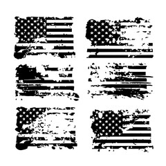 Set of abstract Grunge American flag. distressed USA flag. Vintage American flag