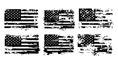 Set of abstract Grunge American flag. distressed USA flag. Vintage American flag